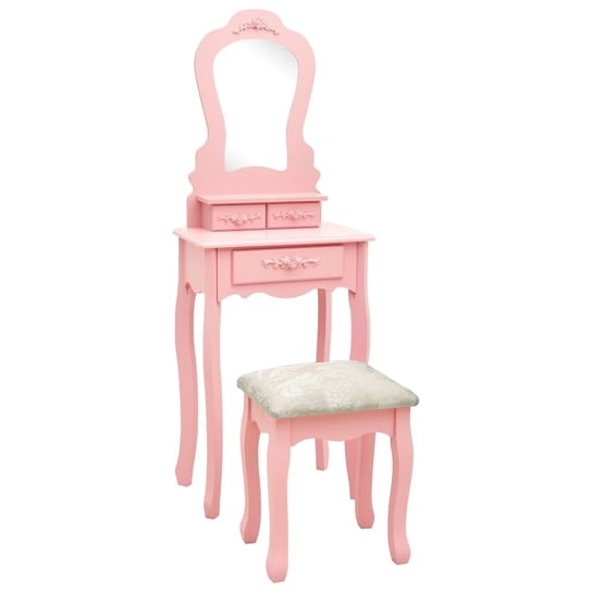 Toaletka ze stołkiem, różowa, 50x59x136 cm, drewno paulowni vidaXL