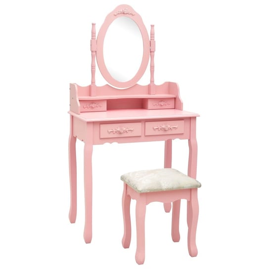 Toaletka ze stołkiem, różowa, 75x69x140 cm, drewno paulowni vidaXL