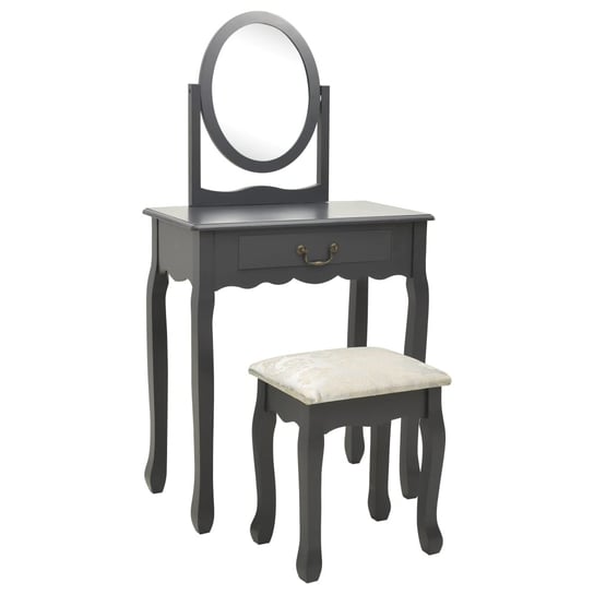 Toaletka ze stołkiem, szara, 65x36x128 cm, drewno paulowni, MDF vidaXL
