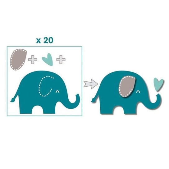 TOGA Zestaw 20 wyciętych kształtów słonia – niebieski i ciemnoszary Inna marka