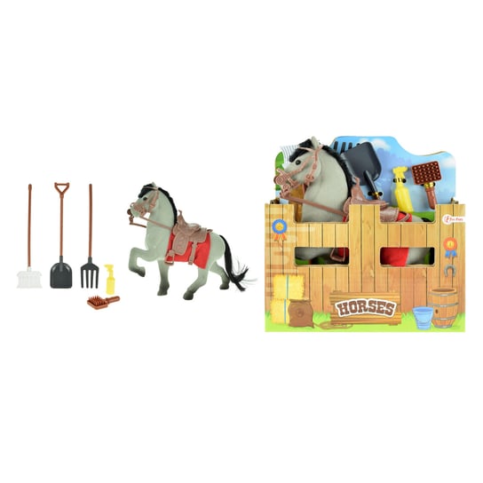 Toi Toys, figurka Koń z akcesoriami i kartonową zagrodą Symag
