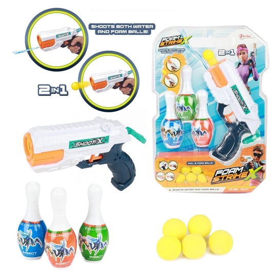 Toi-Toys FOAM STRIKEX Zestaw pistolet na wodę i piłki + 3 pachołki Toi-Toys