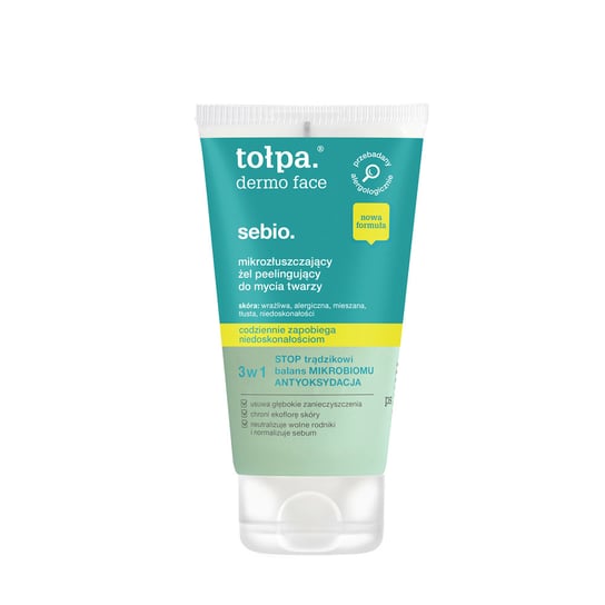 Tołpa, Dermo face sebio, żel peelingujący do mycia twarzy, 150 ml Tołpa