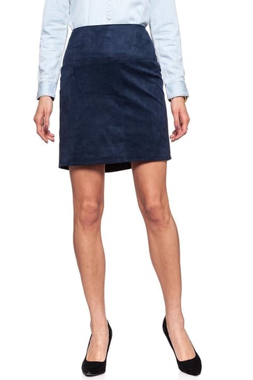 Tom Tailor, Spódniczka damska, Fake Velour Leather Skirt Deep Navy Blue, rozmiar XL Tom Tailor