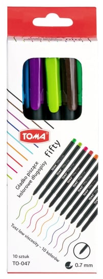 Toma, Długopisy Fifty Kolorowe 10 szt Toma