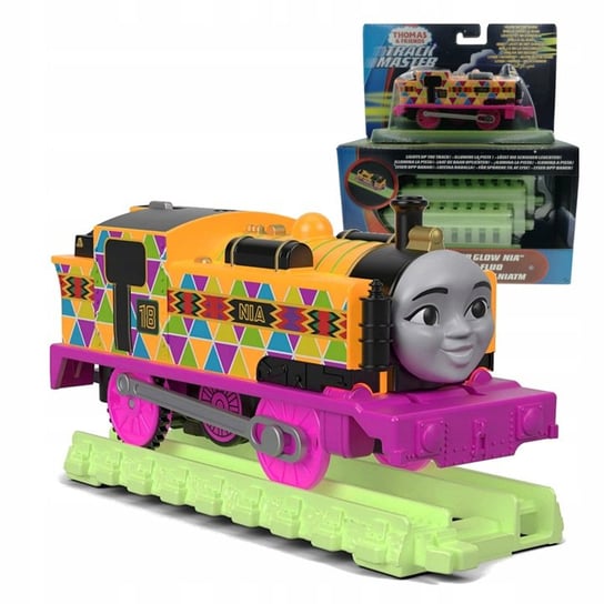 Tomek i Przyjaciele, Zabawka dla dzieci, TrackMaster Hyper Glow Świecąca lokomotywka Nia + tory Mattel