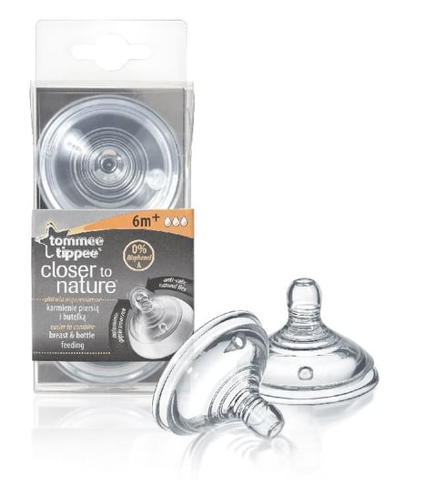 Tommee Tippee, Smoczek do karmienia, silikonowy, szybki przepływ, 6m+, 2 szt. Tommee Tippee