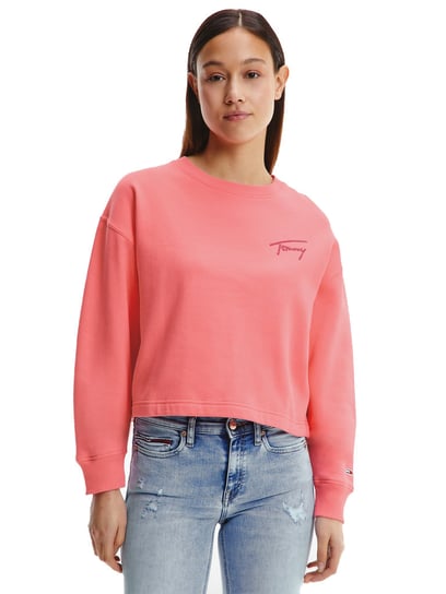 TOMMY HILFIGER BLUZA DAMSKA TJW CROP TOMMY SIGNATURE CREW PINK DW0DW12041 TIJ XS Tommy Hilfiger