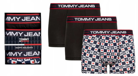 TOMMY HILFIGER BOKSERKI MĘSKIE 3 PARY TRUNK PRINT CZARNE/GRANATOWE r.L Tommy Hilfiger