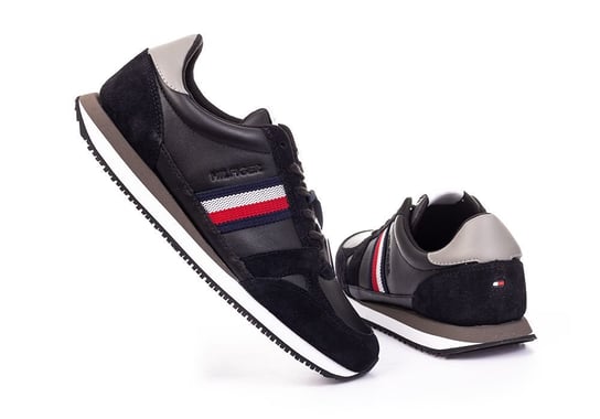 Tommy  Hilfiger Buty Męskie Sneakery Runner Lo Leather Stripes Black Fm0Fm03430 Bds - Rozmiar: 41 Tommy Hilfiger