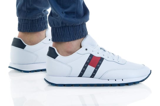 Tommy Hilfiger, Buty sportowe męskie, Jeans Leather Ybr Emoem00989 White, rozmiar 45 Tommy Hilfiger