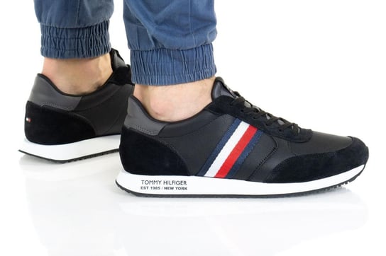 Tommy Hilfiger, buty sportowe męskie, Runner Lo Leather Mix, czarne, rozmiar 42 Tommy Hilfiger