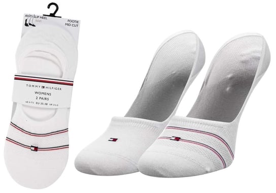 TOMMY  HILFIGER DAMSKIE SKARPETKI MIKROSTOPKI FOOTIE 2P WHITE 100002819 001 - Rozmiar: 39-42 Tommy Hilfiger