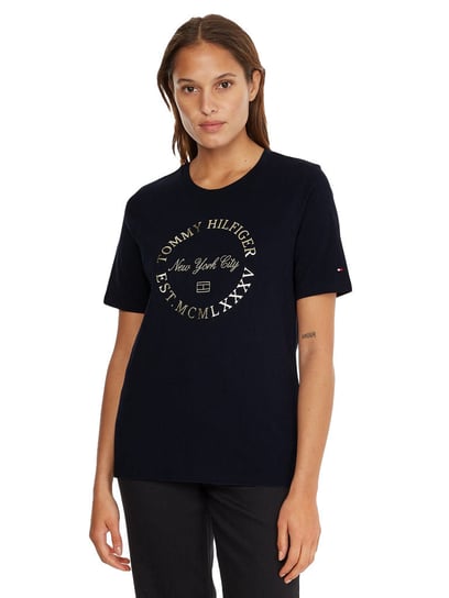 Tommy Hilfiger Koszulka Damska T-Shirt Reg Metallic Roundall C-Nk Ss Navy Ww0Ww36038 Dw5 Xs Tommy Hilfiger