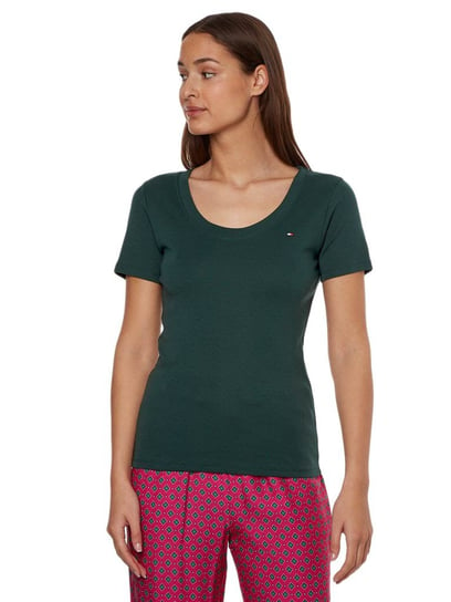 Tommy Hilfiger Koszulka Damska T-Shirt Slim New Cosy C-Nk Ss Green Ww0Ww36601 Mbp Xs Tommy Hilfiger