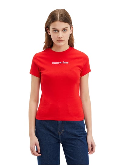 Tommy Hilfiger Koszulka Damska T-Shirt Tjw Baby Serif Linear Ss Red Dw0Dw14364 Xnl Xs Tommy Hilfiger