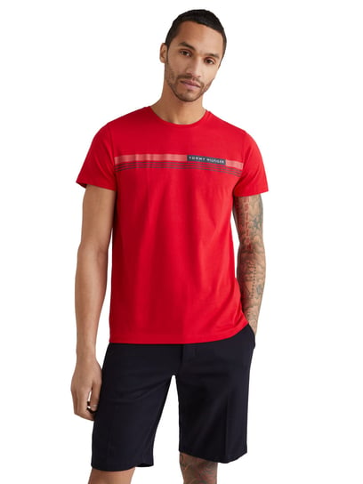 Tommy Hilfiger Koszulka Męska T-Shirt Corp Chest Front Logo Tee Red Mw0Mw24558 Xlg M Tommy Hilfiger