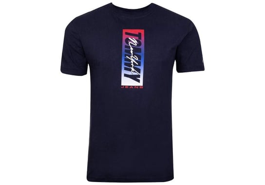 Tommy  Hilfiger Koszulka Męska T-Shirt Tjm Vertical Front Logo Box Tee Navy Dm0Dm10238 C87 M Tommy Hilfiger