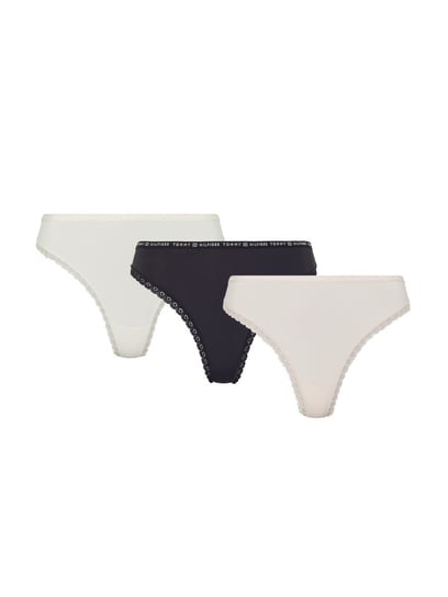 Tommy Hilfiger Majtki Damskie Stringi Thong 3 Pary Black/Pink/Ivory Uw0Uw02824 0R8 Xs Tommy Hilfiger