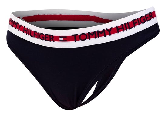 TOMMY  HILFIGER MAJTKI STRINGI DAMSKIE THONG NAVY UW0UW02458 DW5 - Rozmiar: S Tommy Hilfiger