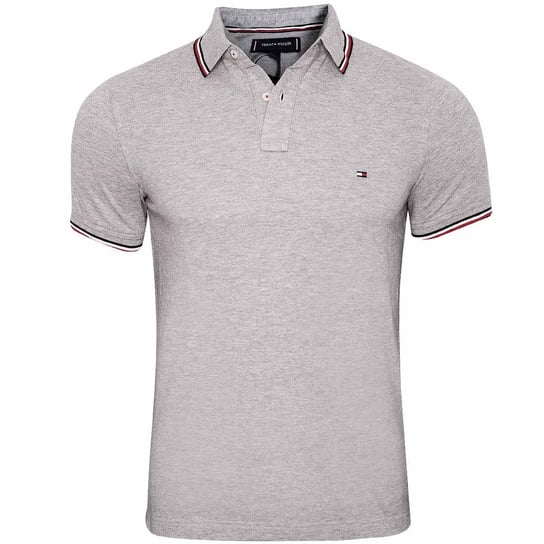 Tommy Hilfiger Męska Koszulka Polo Core Tommy Tipped Slim Polo Gray Mw0Mw13080 P92 S Tommy Hilfiger