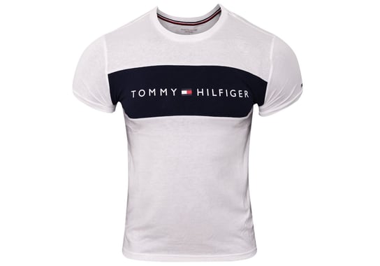 TOMMY  HILFIGER MĘSKA KOSZULKA T-SHIRT CN SS TEE LOGO FLAG WHITE UM0UM01170 100 - Rozmiar: XL Tommy Hilfiger