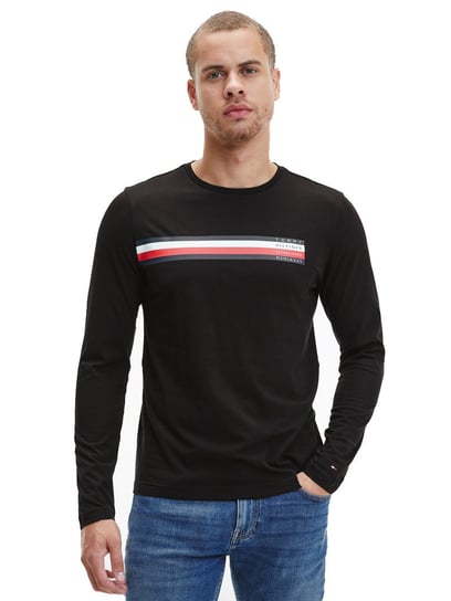 TOMMY HILFIGER MĘSKA KOSZULKA Z DŁUGIM RĘKAWEM SLICED BAR LONG SLEEVE TEE BLACK MW0MW20166 BDS - Rozmiar: S Tommy Hilfiger