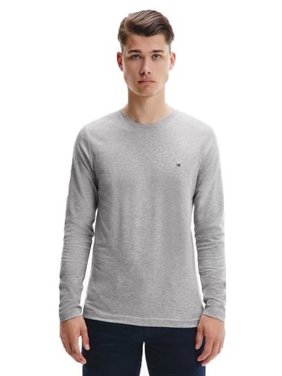 TOMMY  HILFIGER MĘSKA KOSZULKA Z DŁUGIM RĘKAWEM STRETCH SLIM FIT LONG SLEEVE TEE GREY MW0MW10804 P91 - Rozmiar: L Tommy Hilfiger