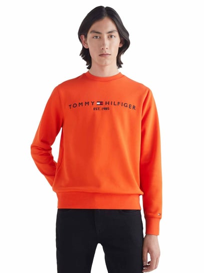 Tommy Hilfiger Ocieplana Bluza Męska Tommy Logo Sweatshirt Pomarańczowa Mw0Mw11596 Scz L Tommy Hilfiger