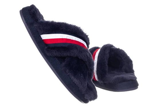 TOMMY HILFIGER PANTOFLE DAMSKIE TOMMY FURRY HOME SLIPPER NAVY FW0FW06314 0GY - Rozmiar: 39/40 Tommy Hilfiger