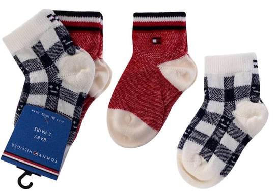 TOMMY  HILFIGER SKARPETKI DZIECIĘCE 2 PARY RED/NAVY-WHITE 100002321 001 - Rozmiar: 15-18 Tommy Hilfiger