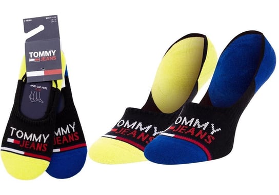 TOMMY  HILFIGER SKARPETKI MIKROSTOPKI FOOTIE 2 PARY BLUE/YELLOW 100000403 010 - Rozmiar: 39-42 Tommy Hilfiger