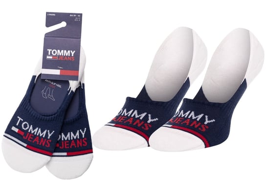 Tommy  Hilfiger Skarpetki Mikrostopki Footie 2 Pary Navy/White 100000403 002 35-38 Tommy Hilfiger