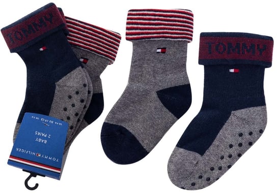 TOMMY HILFIGER SKARPETY SKARPETKI DZIECIĘCE 2 PARY GREY/NAVY/RED 701210508-001 - Rozmiar: 15-18 Tommy Hilfiger