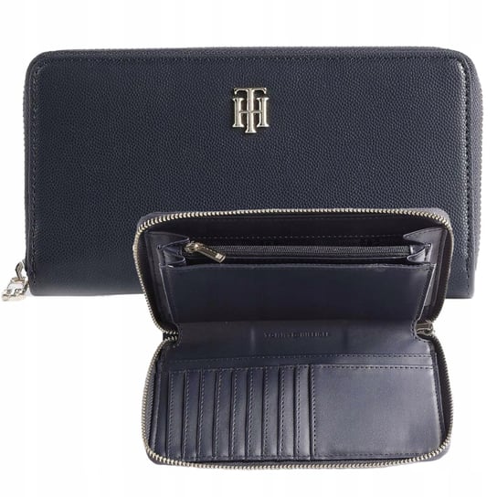 Tommy Hilifger Duży Damski Portfel Skórzany Granatowy Elegancka Portmonetka Tommy Hilfiger