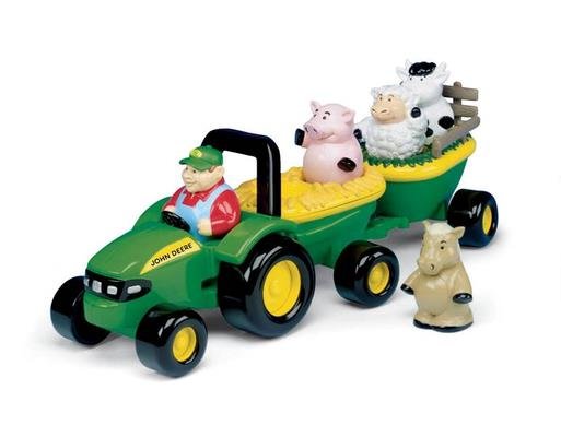 Tomy, zabawka interaktywna Traktor dźwiękowy ze zwierzętami John Deere Tomy