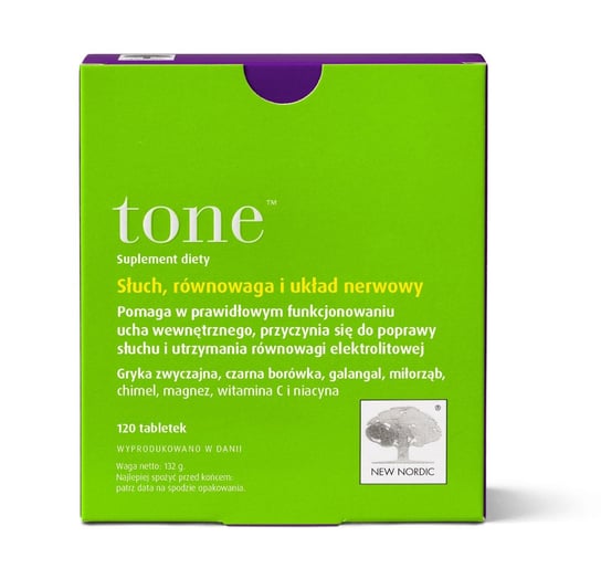 Tone, słuch, równowaga i układ nerwowy, suplement diety, 120 tabletek New Nordic Healthbrads
