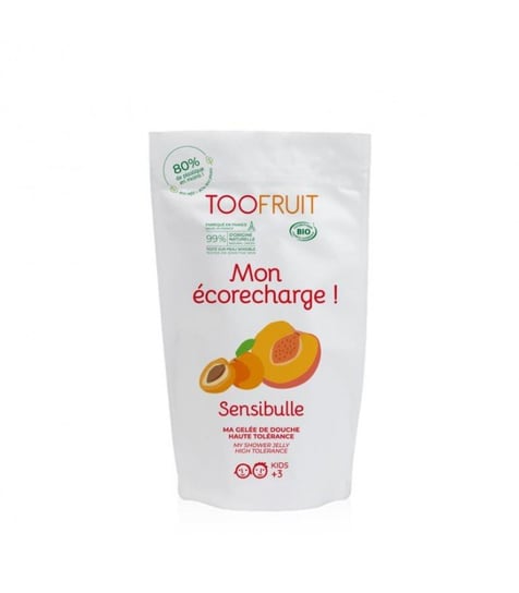 Toofruit, Żel pod prysznic o wysokiej tolerancji dla dzieci, BRZOSKWINIA I MORELA, do skóry wrażliwej, uzupełnienie, 400ml Toofruit