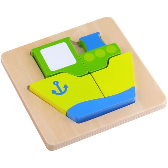 Tooky Toy, drewniane mini puzzle Statek, 6 elementy Tooky Toy