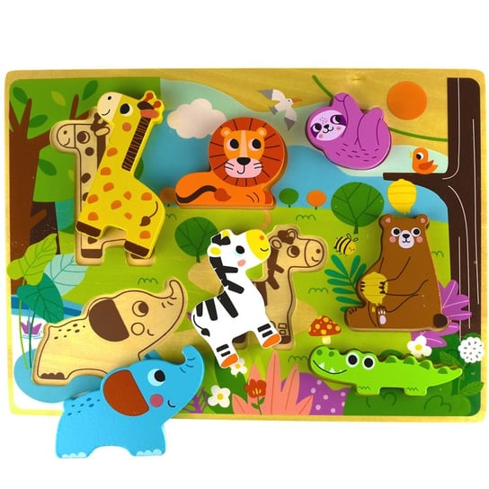 Tooky Toy Drewniane Puzzle Zwierzątka w Lesie Dopasuj Kształty Tooky Toy
