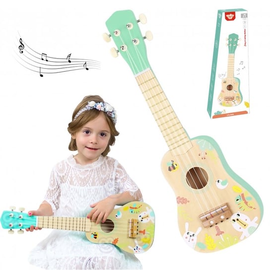 TOOKY TOY Drewniane Ukulele Gitara dla Dzieci 3+ Tooky Toy