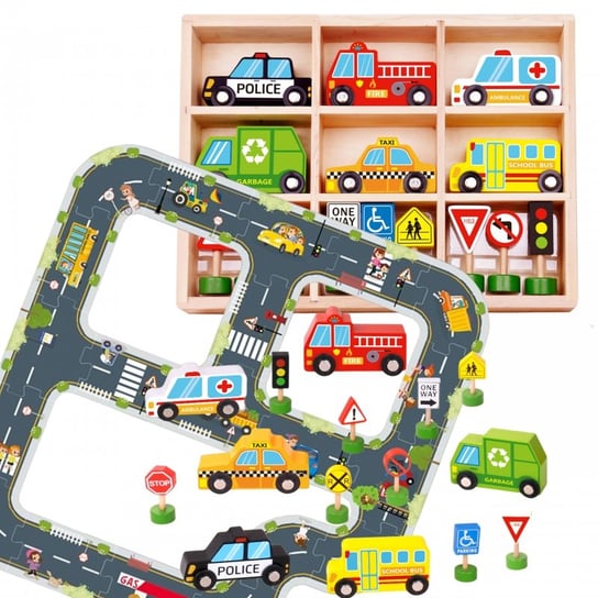 Tooky Toy Droga Autostrada Puzzle + Pojazdy Samochody Znaki Drogowe Inna marka