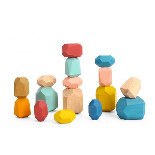 TOOKY TOY Klocki Drewniane Balansujące Kamyczki Edukacyjne Montessori 16 el. Certyfikat FSC Tooky Toy