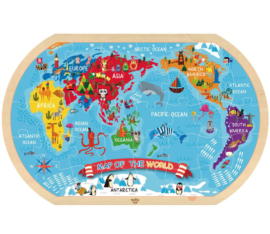Tooky Toy, puzzle mapa świata, 37 elementy Tooky Toy