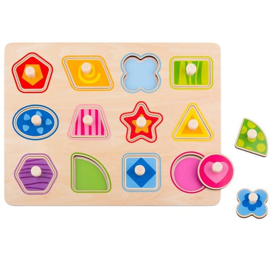 Tooky Toy, puzzle układanka z pinezkami Figury Geometryczne, 11 elementów Tooky Toy