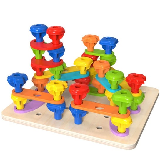 Tooky Toy Układanka dla dzieci Zestaw kolorowych śrubek nauka kształtów Tooky Toy