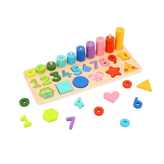 TOOKY TOY Układanka Nauka Liczenia Kształtów Kolorów Montessori 72 el. Certyfikat FSC Tooky Toy