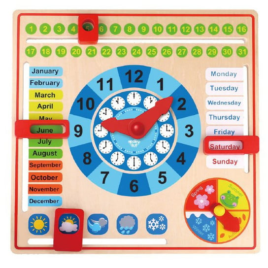 Tooky Toy, zabawka edukacyjna Zegar kalendarz 2w1 Tooky Toy
