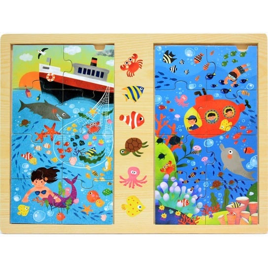 Top Bright - Drewniana gra & puzzle ocean (2 x 8 el.) Forcetop