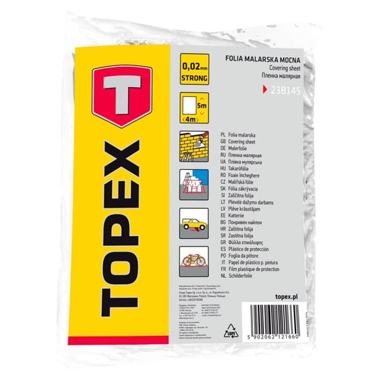 TOPEX Folia malarska LDPE, 0.02 mm, 4 x 5 m 23B145 Topex